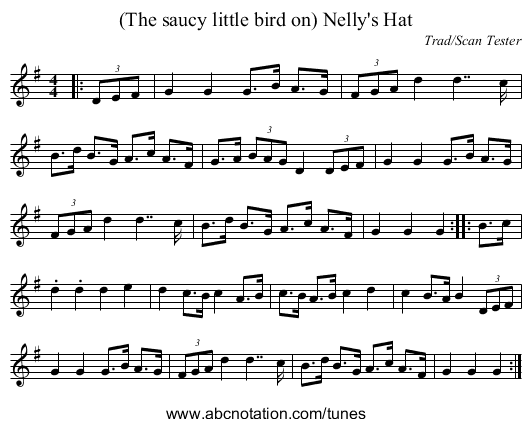(The saucy little bird on) Nelly's Hat - staff notation
