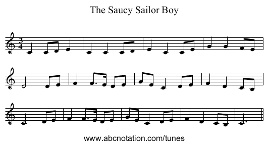 The Saucy Sailor Boy - staff notation