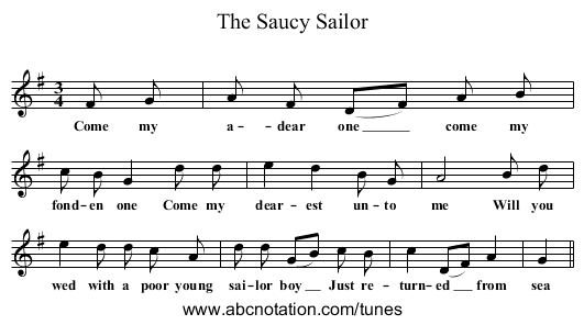 The Saucy Sailor - staff notation