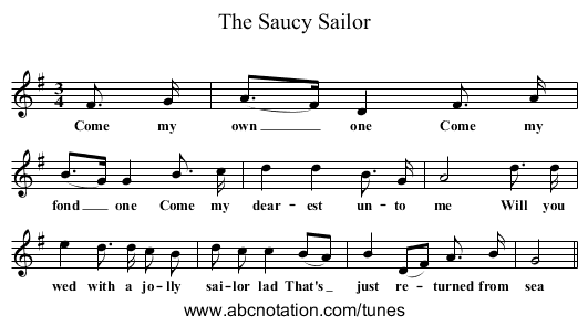 The Saucy Sailor - staff notation