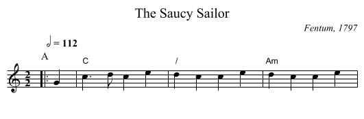 The Saucy Sailor - staff notation