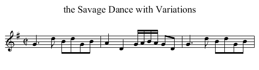 the Savage Dance with Variations - staff notation