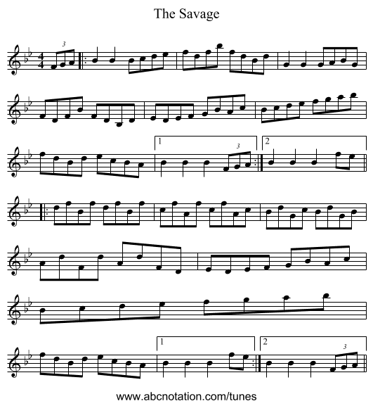 The Savage - staff notation