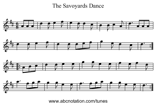 The Savoyards Dance - staff notation