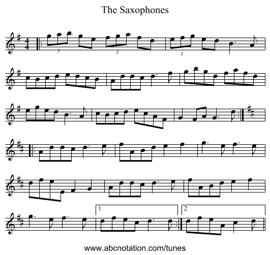The Saxophones - staff notation