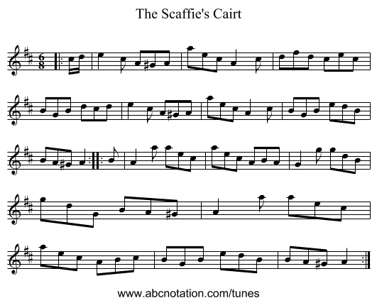 The Scaffie's Cairt - staff notation