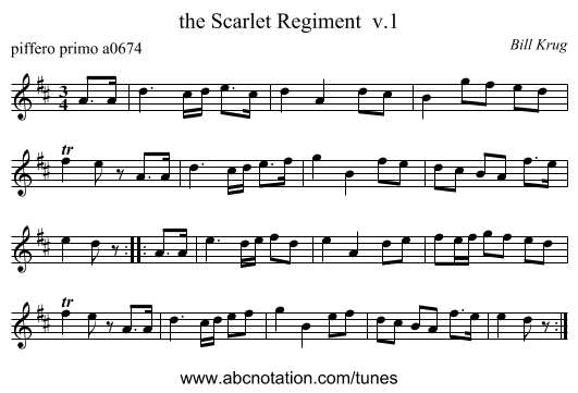 the Scarlet Regiment  v.1 - staff notation