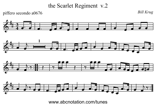 the Scarlet Regiment v.2 - staff notation