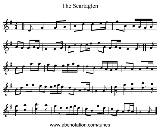 The Scartaglen - staff notation
