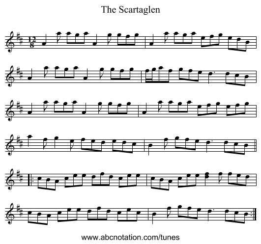 The Scartaglen - staff notation