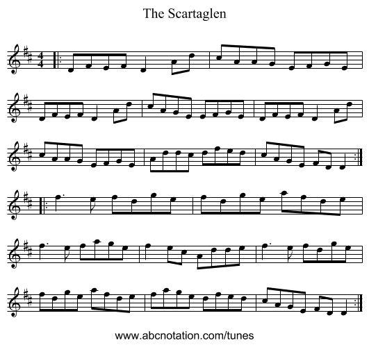 The Scartaglen - staff notation