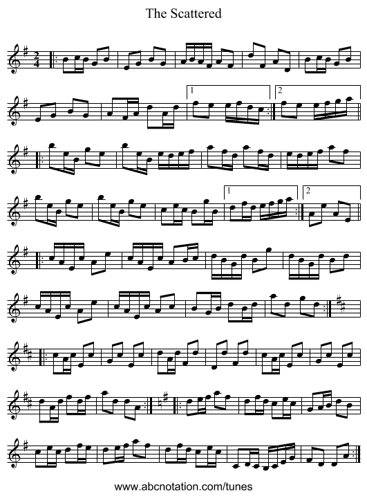 The Scattered - staff notation