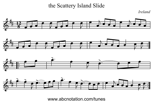 the Scattery Island Slide - staff notation