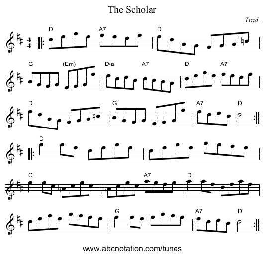The Scholar - staff notation
