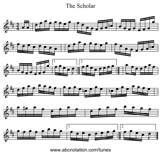 The Scholar - staff notation