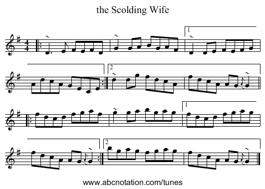 the Scolding Wife - staff notation