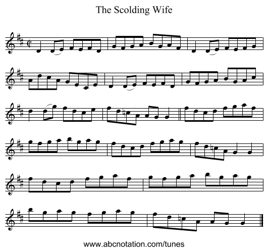 The Scolding Wife - staff notation