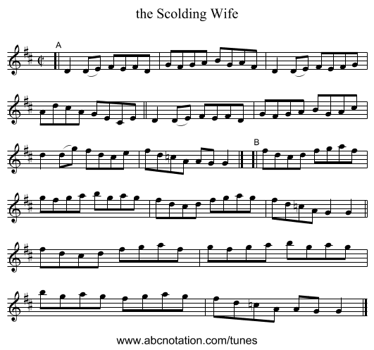 the Scolding Wife - staff notation
