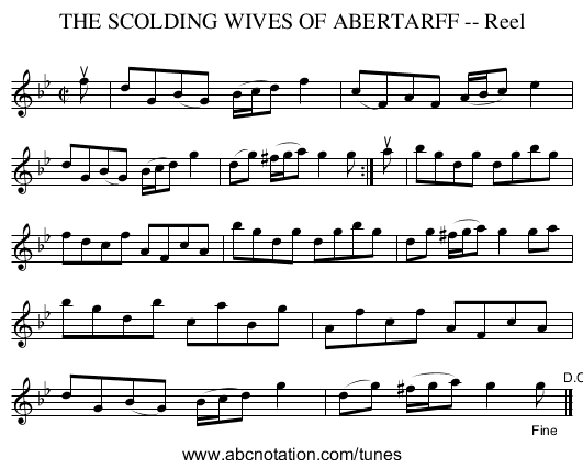 THE SCOLDING WIVES OF ABERTARFF -- Reel - staff notation
