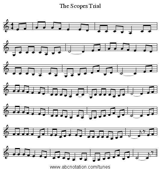 The Scopes Trial - staff notation