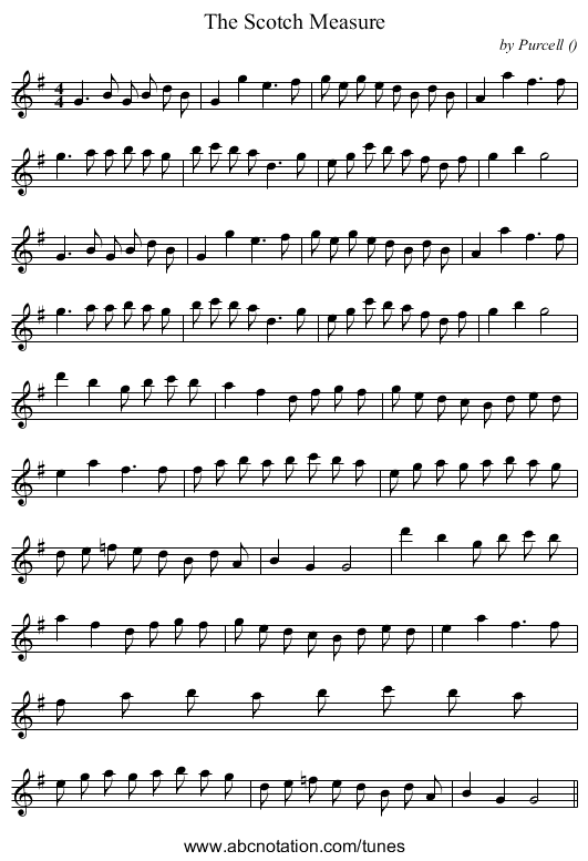 The Scotch Measure - staff notation