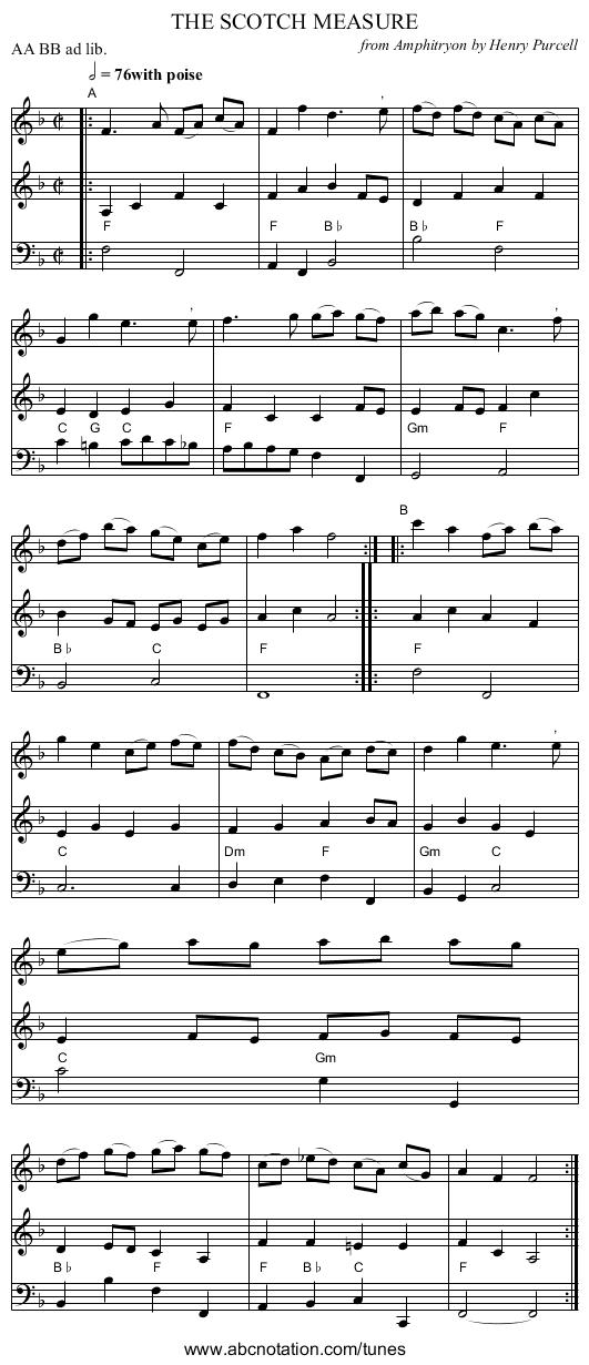THE SCOTCH MEASURE - staff notation