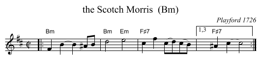 the Scotch Morris  (Bm) - staff notation