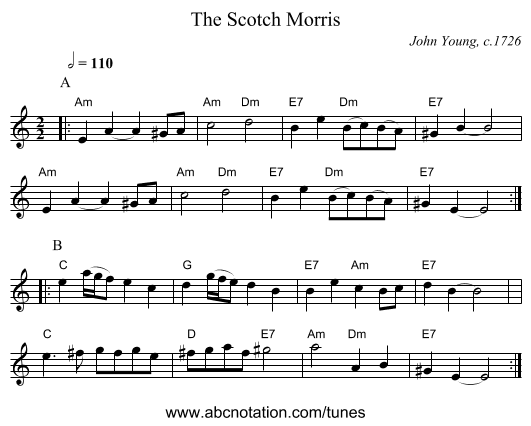 The Scotch Morris - staff notation