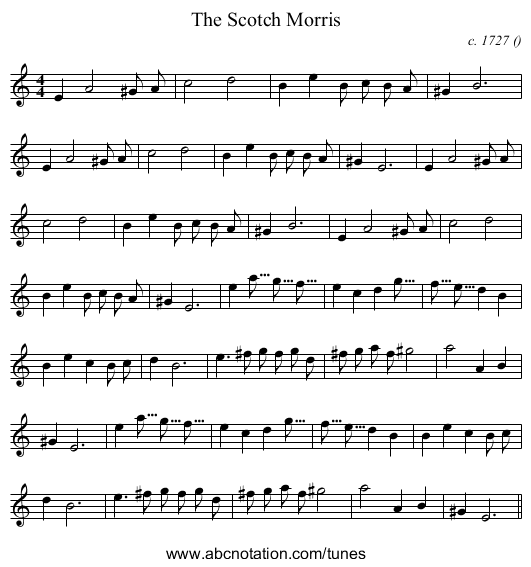 The Scotch Morris - staff notation