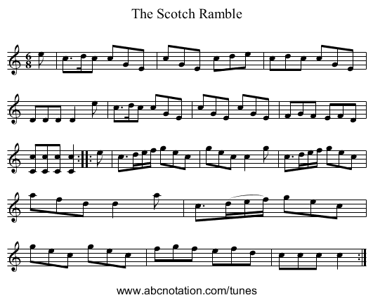 The Scotch Ramble - staff notation