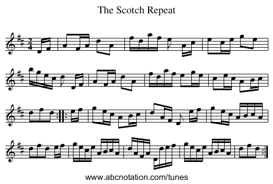 The Scotch Repeat - staff notation