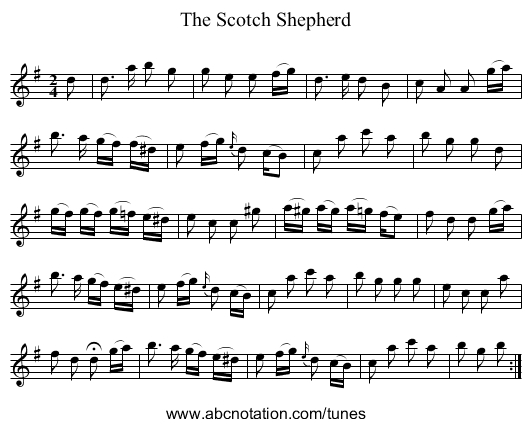 The Scotch Shepherd - staff notation