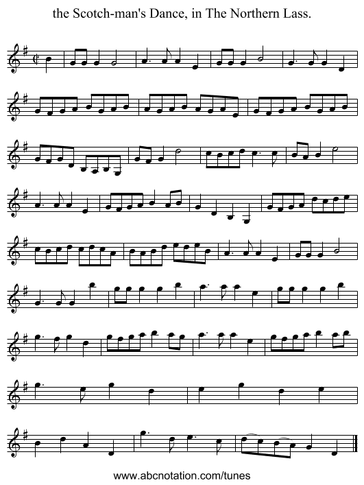 the Scotch-man's Dance, in The Northern Lass. - staff notation