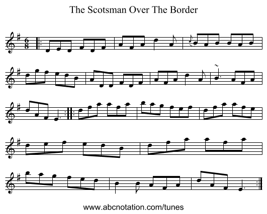 The Scotsman Over The Border - staff notation