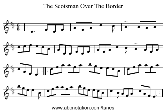 The Scotsman Over The Border - staff notation