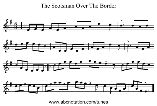The Scotsman Over The Border - staff notation