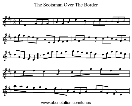 The Scotsman Over The Border - staff notation