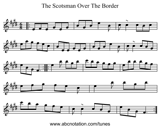 The Scotsman Over The Border - staff notation