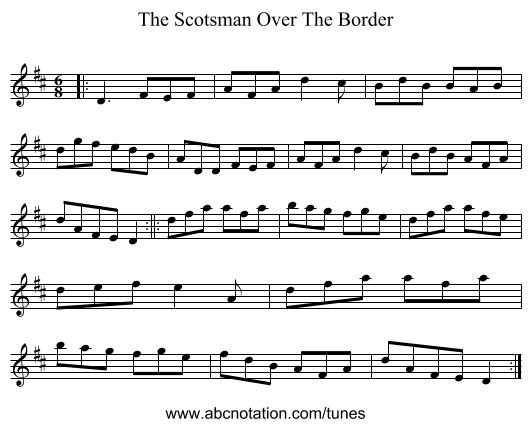 The Scotsman Over The Border - staff notation