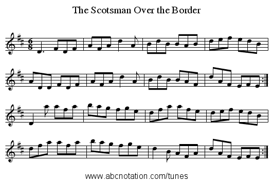 The Scotsman Over the Border - staff notation