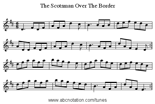 The Scotsman Over The Border - staff notation
