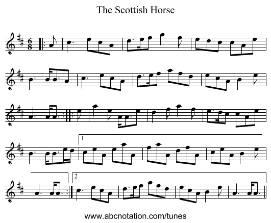 The Scottish Horse - staff notation