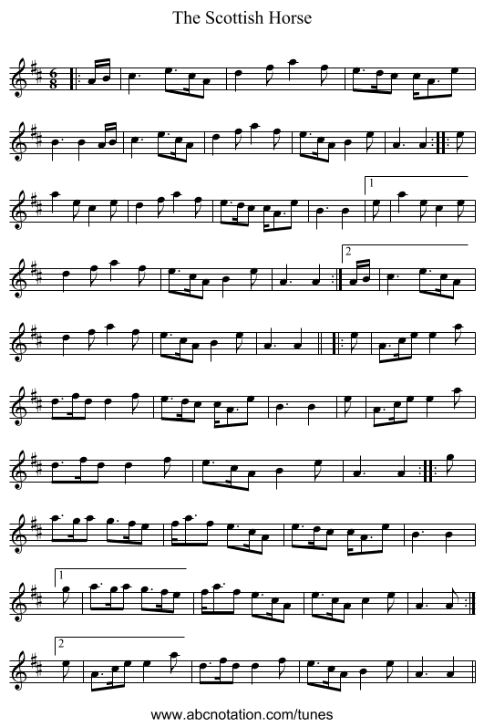 The Scottish Horse - staff notation
