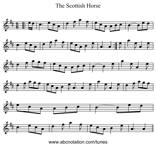 The Scottish Horse - staff notation