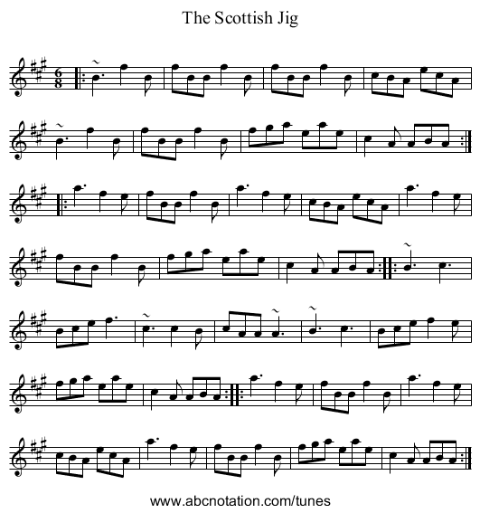 The Scottish Jig - staff notation