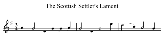 The Scottish Settler's Lament - staff notation