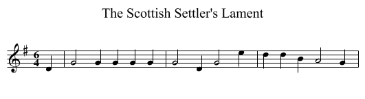 The Scottish Settler's Lament - staff notation
