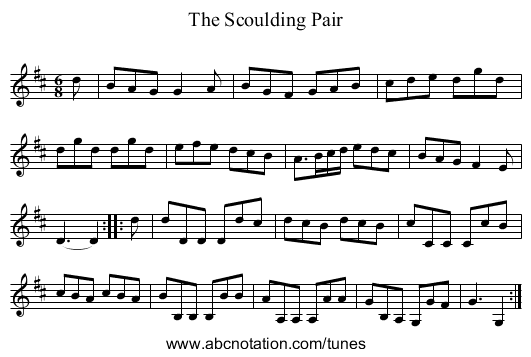 The Scoulding Pair - staff notation