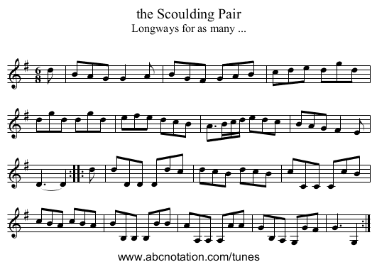 the Scoulding Pair - staff notation