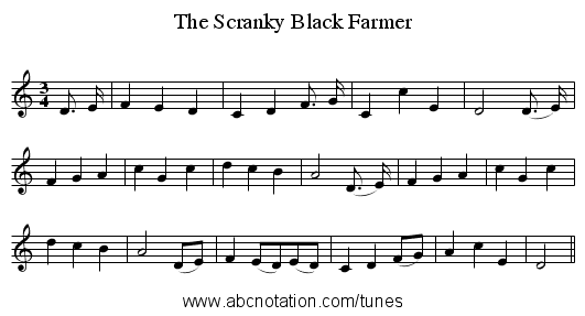 The Scranky Black Farmer - staff notation